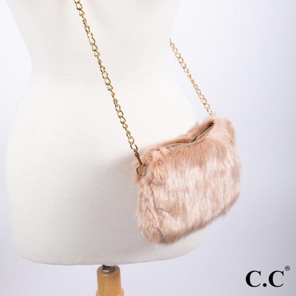 C.C. Faux Fur  Taupe Purse - Picture 3 of 3